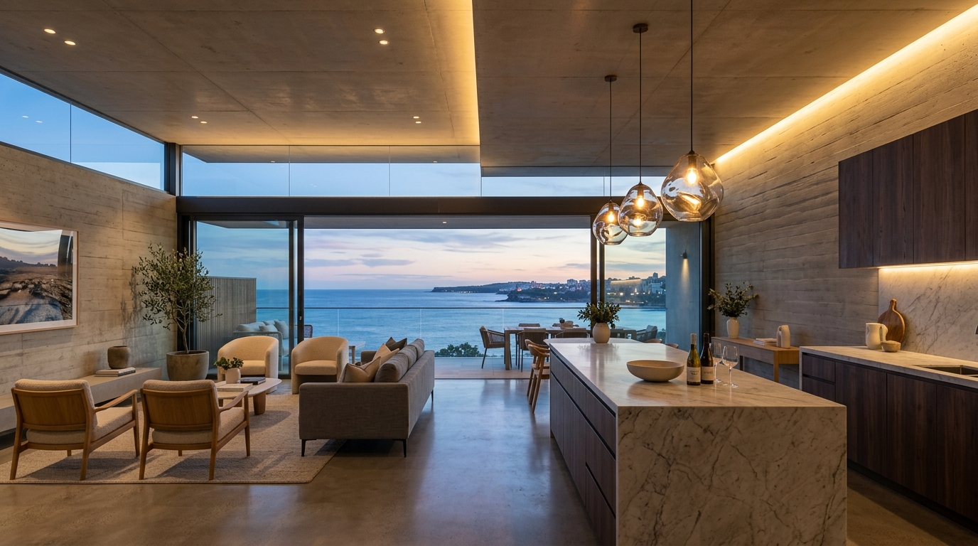 Architectural coastal residence lighting